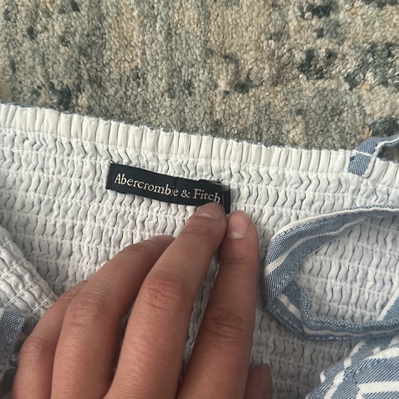 Abercrombie & Fitch Blue Striped Button Front Crop Top Cami Tank - Picture 3 of 5